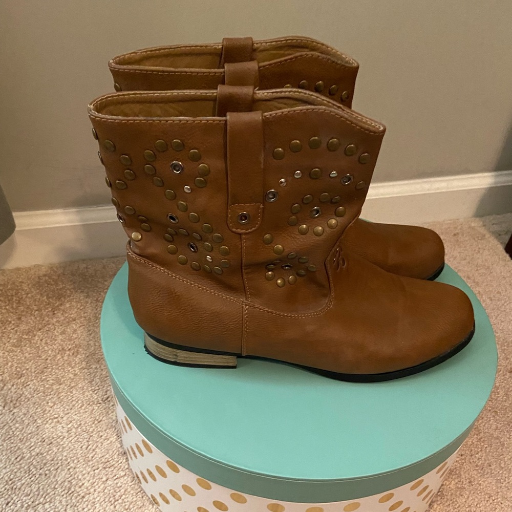 Brown Studded Boots/Size 10